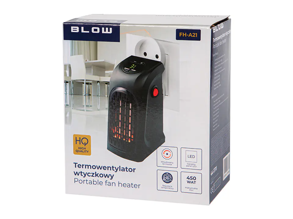 Termowentylator wtyczkowy Blow FH-A21 czarny z LCD