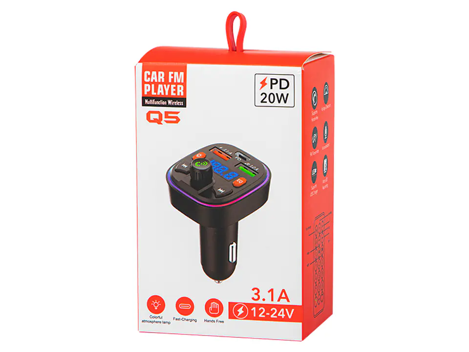 Transmiter FM Bluetooth 5.0 +QC3.0 +PD 20W