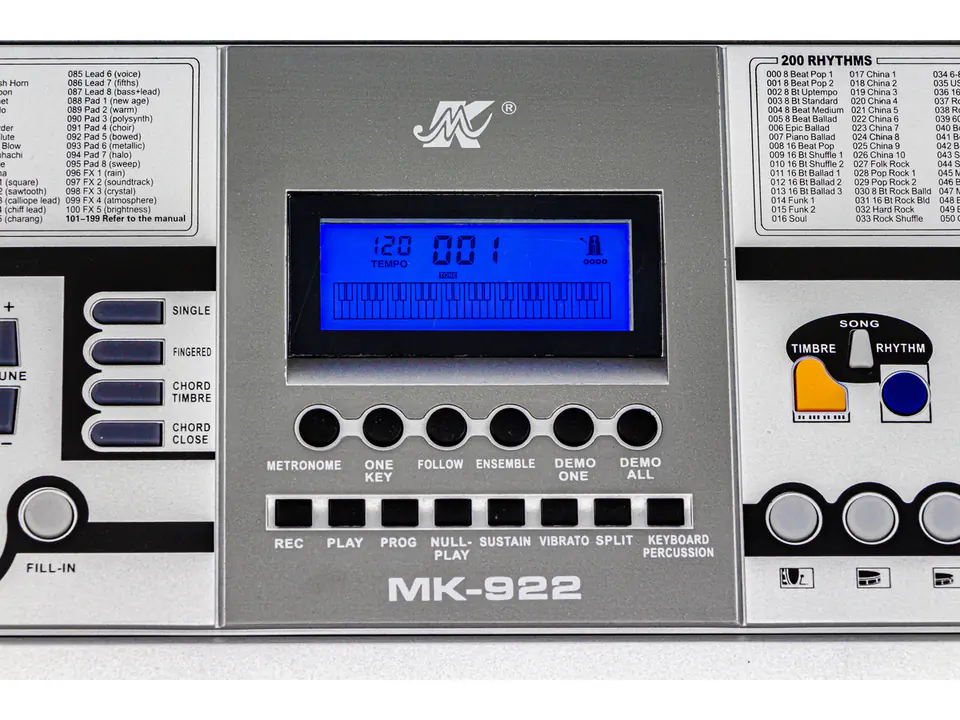 Mk-922 Keyboard - large LCD display, 61 keys