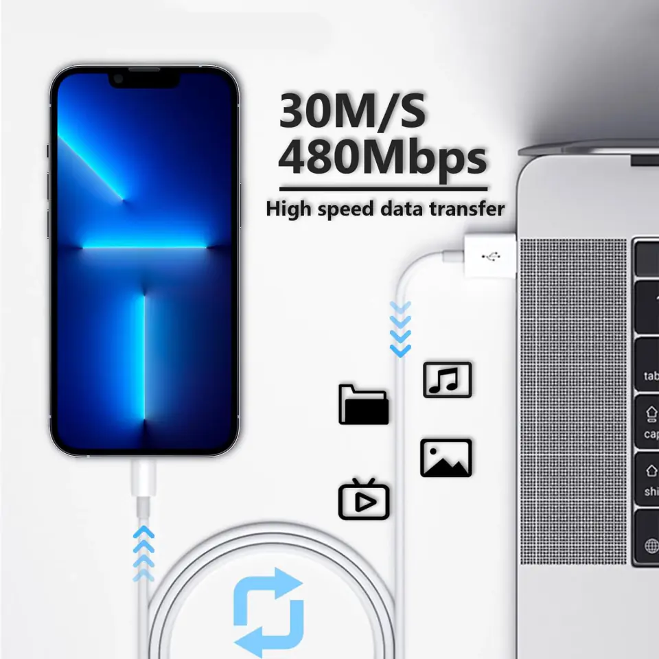 Kabel 1m Lightning do USB-A USB do Apple iPhone, iPad, iPod BOX Biały