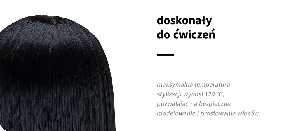 Główka treningowa fryzjerska Gabbiano WZ2 syntetyczne włosy, kolor 1H, długość 24"