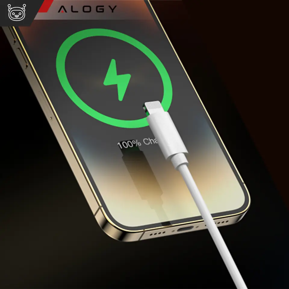 Kabel 1m USB-C do Ładowarka Lightning Alogy Fast Charge przewód do ładowania iPhone 12 13 14 20W biały