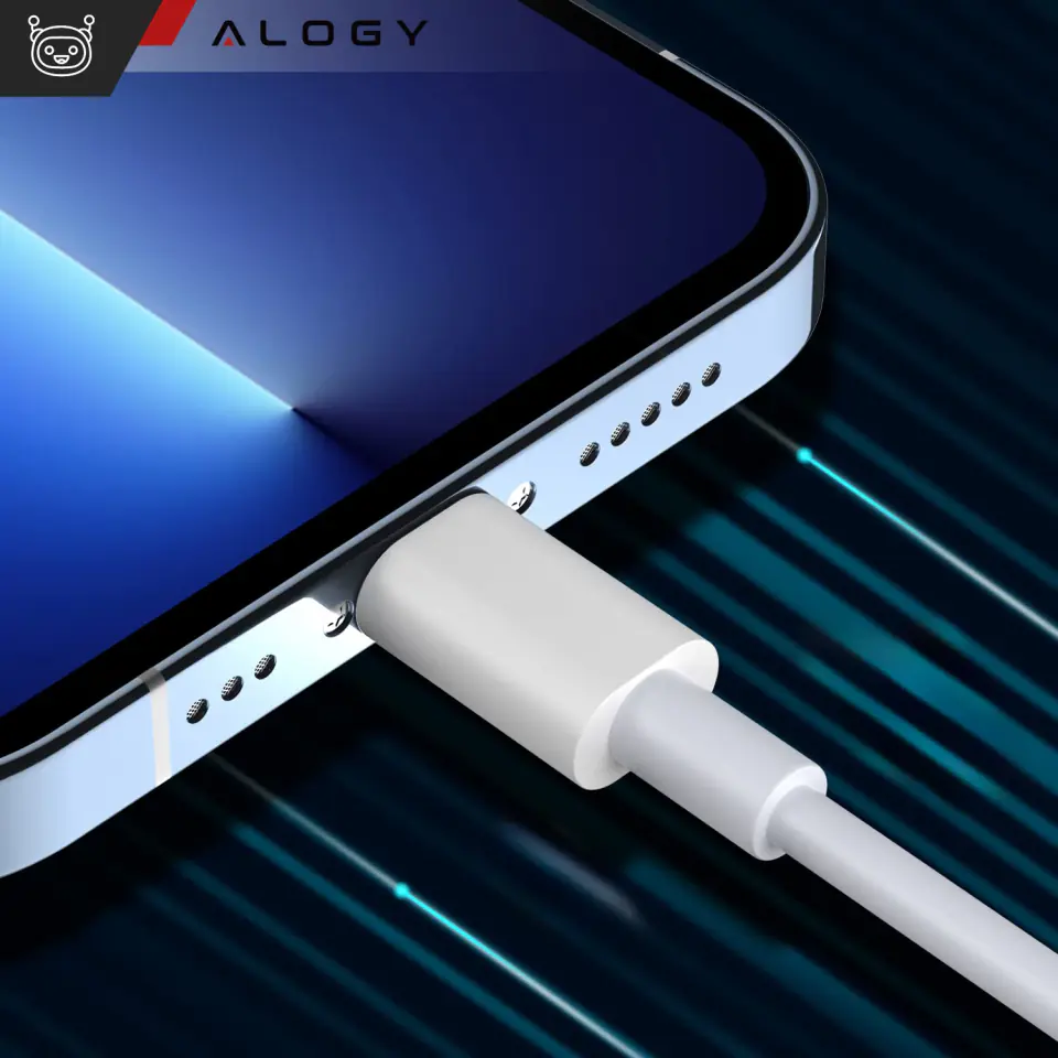 Kabel 1m USB-C do Ładowarka Lightning Alogy Fast Charge przewód do ładowania iPhone 12 13 14 20W biały