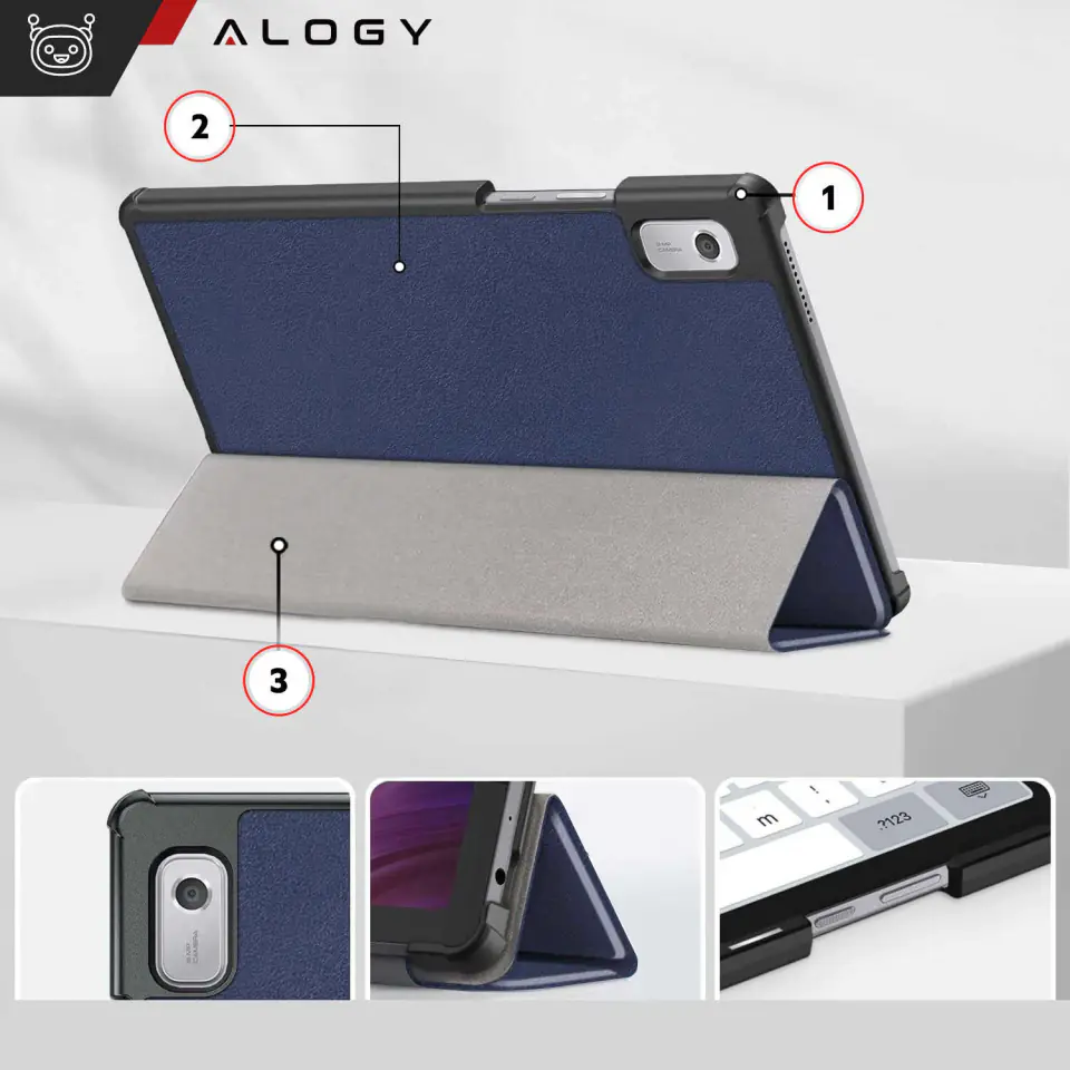 Etui na tablet Lenovo Tab M9 2023 9" TB310XU TB310FU obudowa Case Alogy Book Cover Granatowe