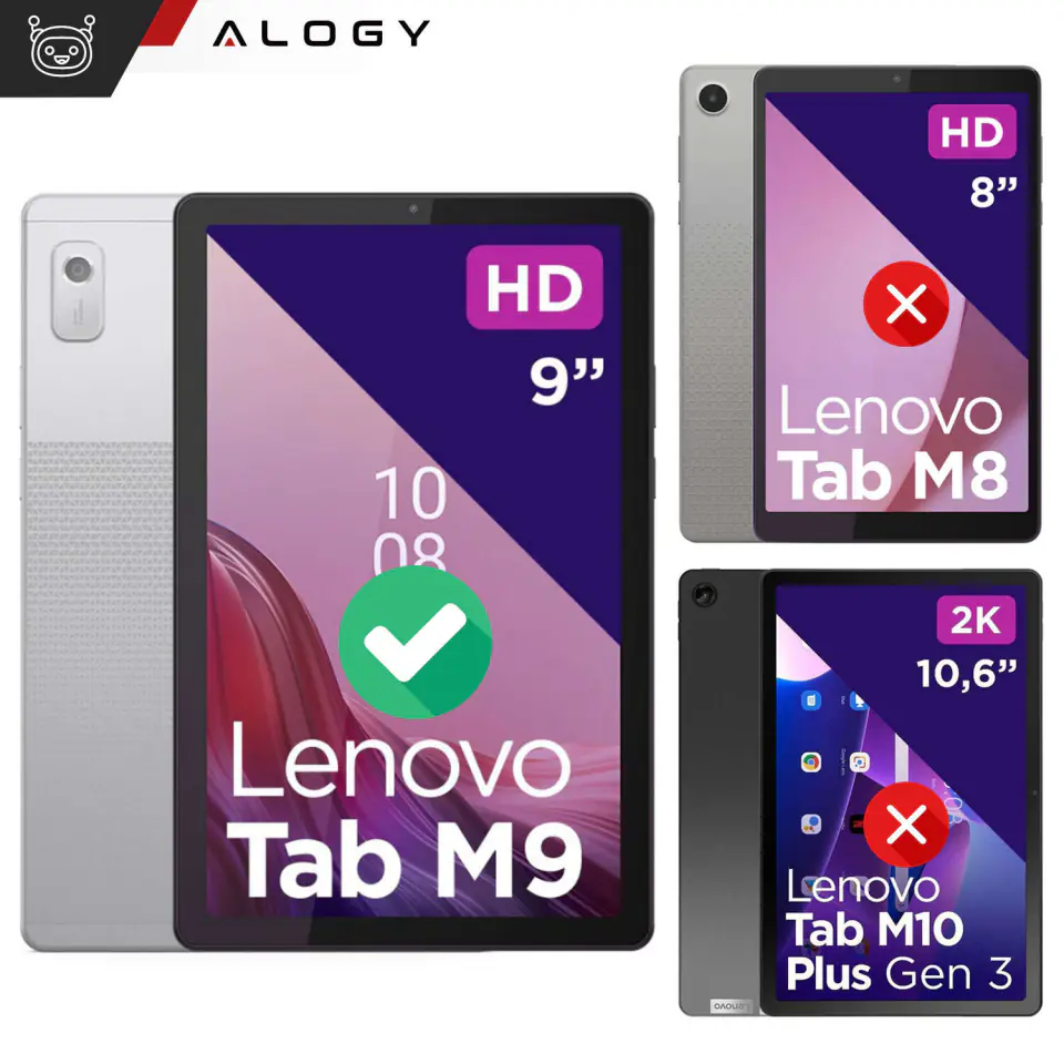 Etui na tablet Lenovo Tab M9 2023 9" TB310XU TB310FU obudowa Case Alogy Book Cover Szare
