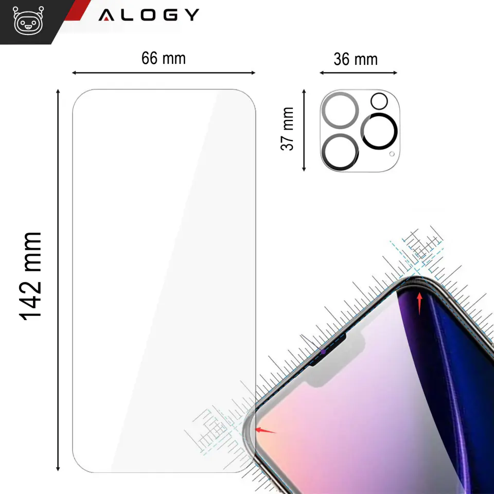 Etui do iPhone 15 Pro Obudowa Case +2x szkło na ekran i 2x obiektyw pancerne Alogy 360 Hybrid Set 5w1 czarno-przezroczyste