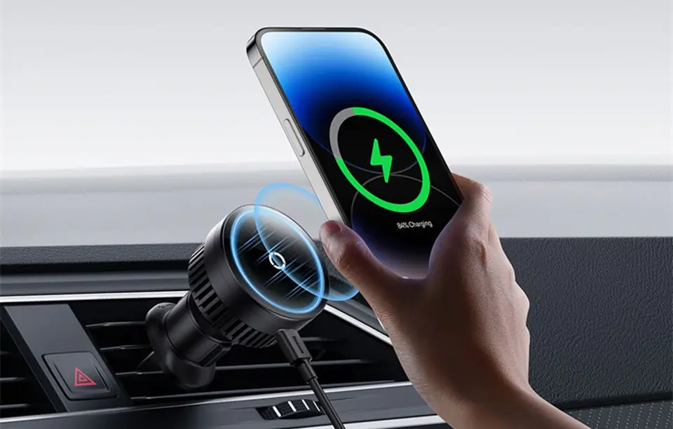 Uchwyt samochodowy BASEUS MagPro Qi 15W (czarny)