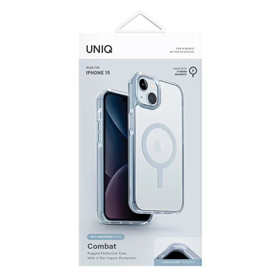 UNIQ etui Combat iPhone 15 / 14 / 136.1" Maglick Charging jasnoniebieski/ice blue