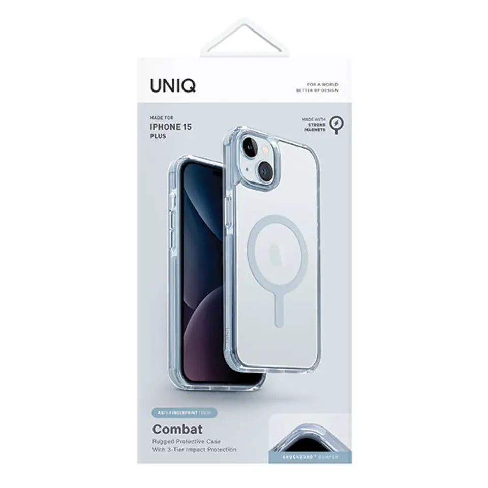UNIQ etui Combat iPhone 15 Plus / 14 Plus 6.7" Maglick Charging jasnoniebieski/ice blue