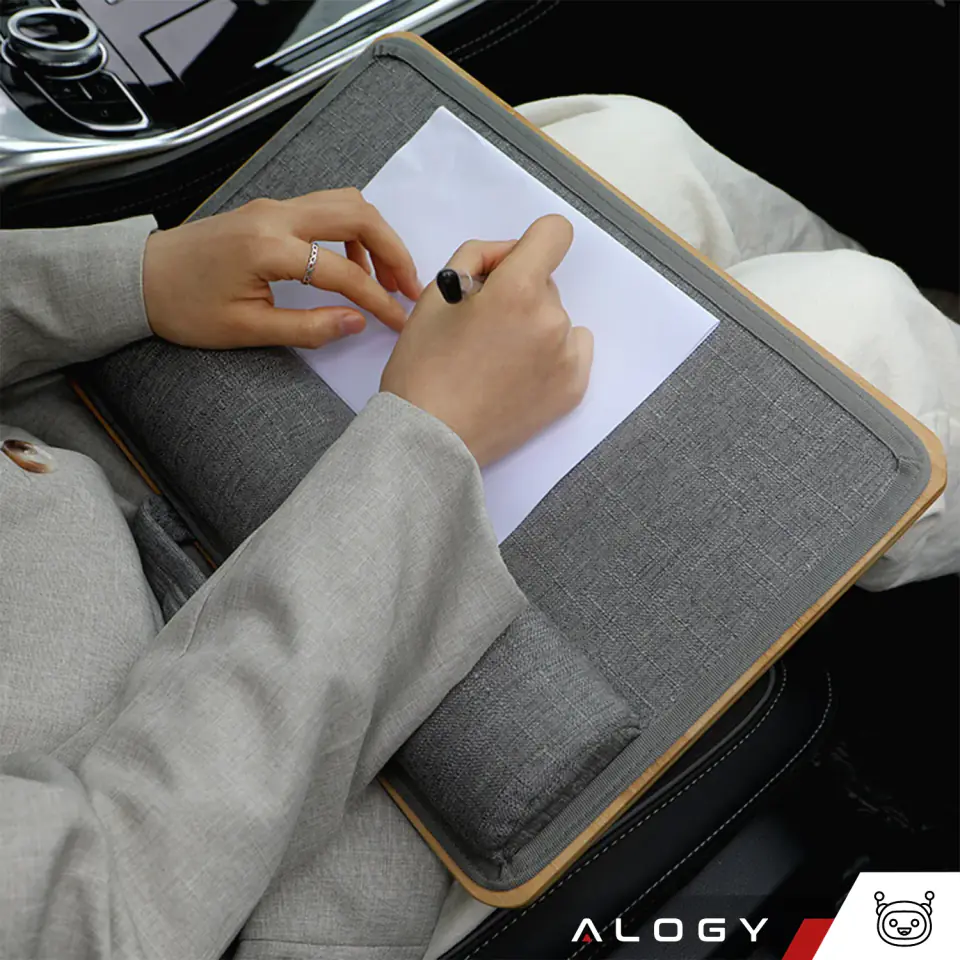 Stolik pod laptopa podstawka uchwyt na telefon tablet podkładka pod mysz Alogy bambusowa na kolana do łóżka