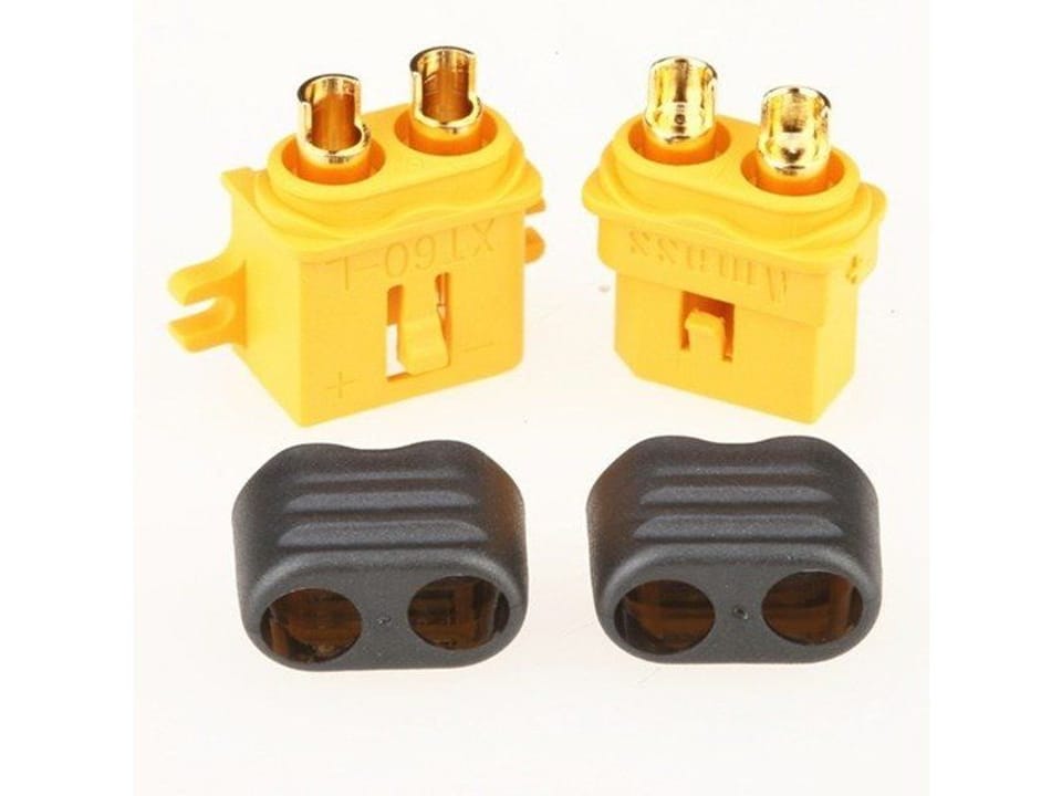 XT60-L Plugs with Guard and Shoe - XT60-L Connector - Complete High Current Connector - 1 Pair - AMASS