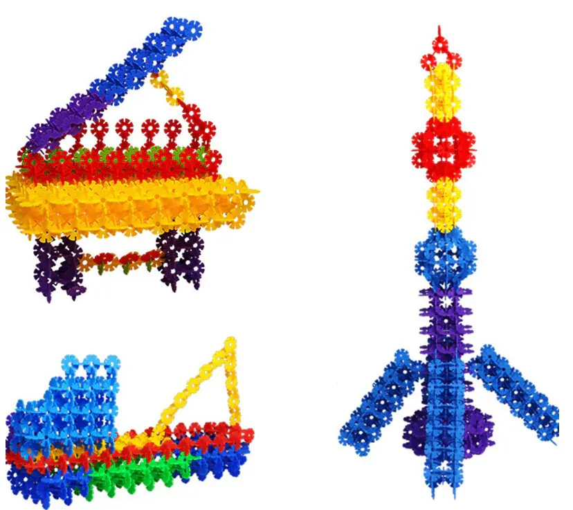 Construction Blocks, Velcro, Creative Kneecaps Caps Snowflakes approx. 2500 Pieces 3,1CM