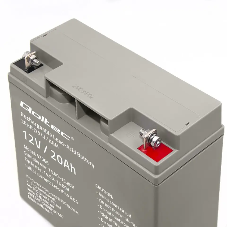 12V 20Ah batterie cyclique au plomb, battery-direct CYC-AGM-12-20,  181x76x166 mm (Lxlxh), Borne