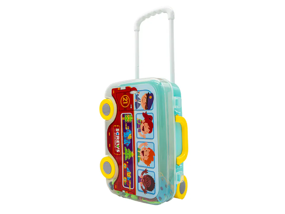 Puzzle, Blocks, Creative Mosaic, Screwdriver 258 El. Suitcase On Wheels Construction Kit