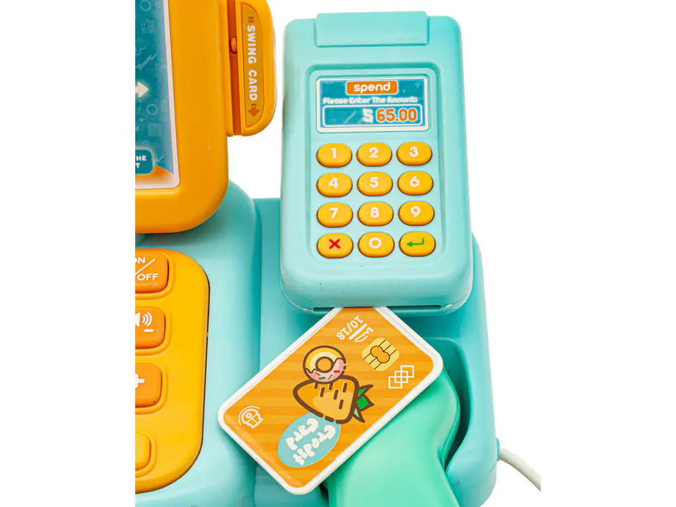 Educational shop cash register - microphone, scale, reader, accessories