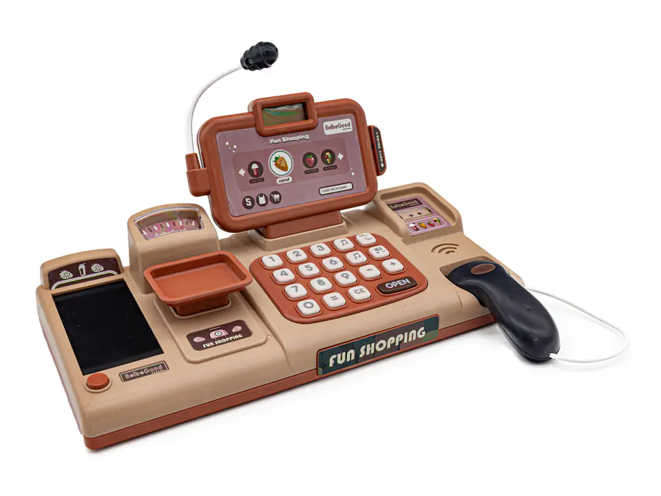 Educational shop cash register - microphone, scale, basket, accessories