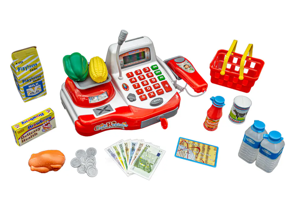 Educational store cash register - calculator, weight, accessories