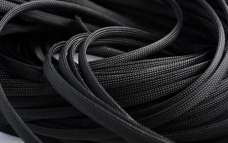 Polyester braid BLACK protection sheath for wires 6mm 1m