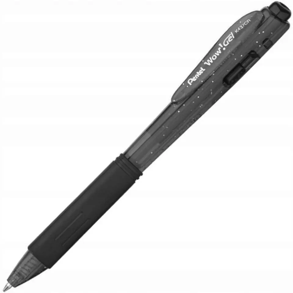 Długopis żelowy WOW K437CR/A czarny pstryk.gum.uchwyt PENTEL