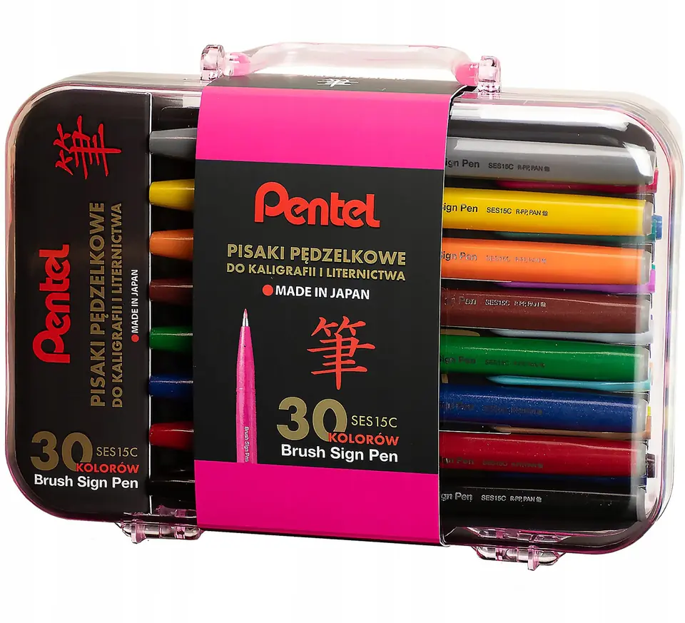 Zestaw pisaków BRUSH SIGN PEN do kaligrafii (30 sztuk) SES15C-ST30PL PENTEL