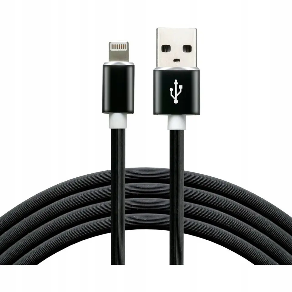 Kabel USB -> Lightning 1m 2,4A silikonowy czarny EVERACTIVE (CBS-1IB)