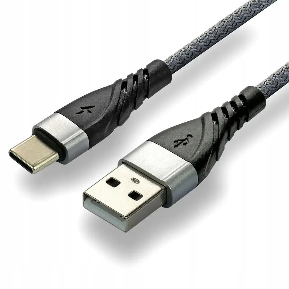 Kabel USB -> USB-C 1m 3A pleciony szary EVERACTIVE (CBB-1CG)