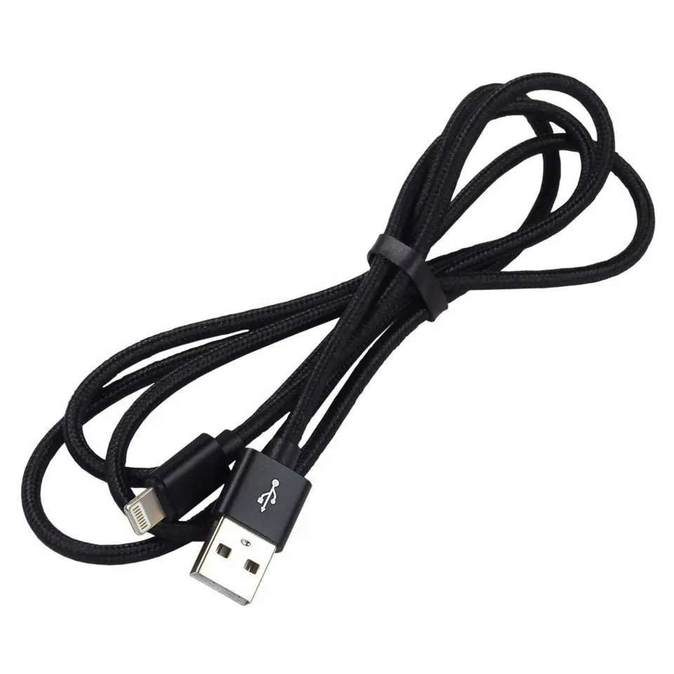 Kabel USB -> Lightning 1m 2,4A pleciony czarny EVERACTIVE (CBB-1IB)