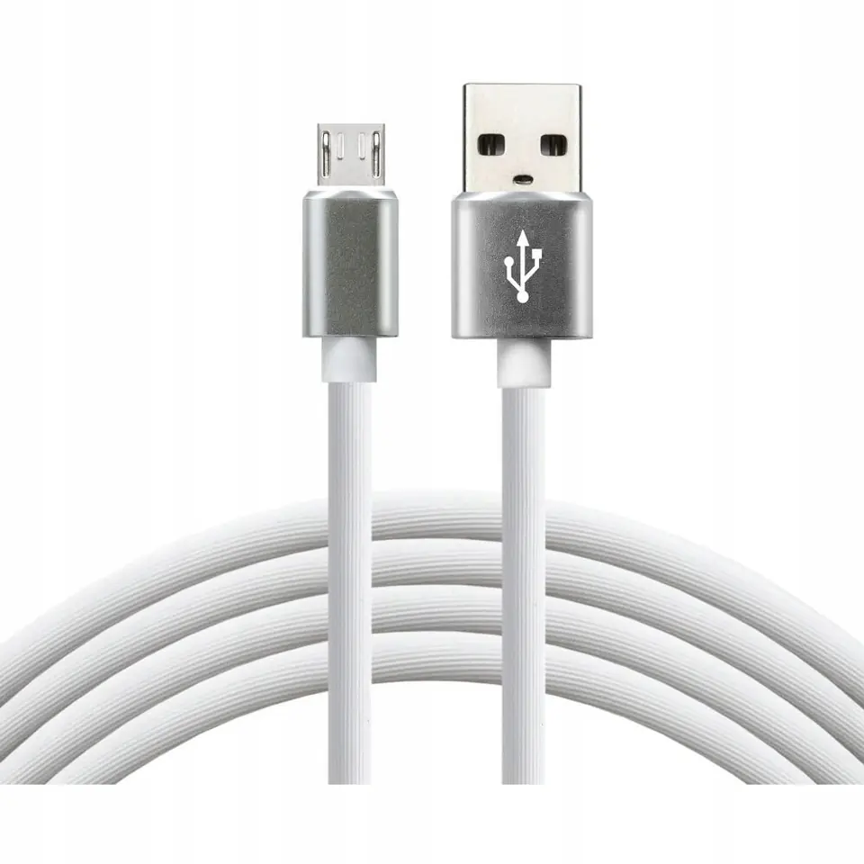 Kabel USB -> microUSB 1m 2,4A silikonowy biały EVERACTIVE (CBS-1MW)