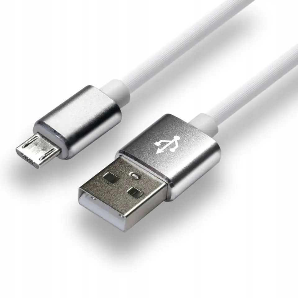 Kabel USB -> microUSB 1m 2,4A silikonowy biały EVERACTIVE (CBS-1MW)