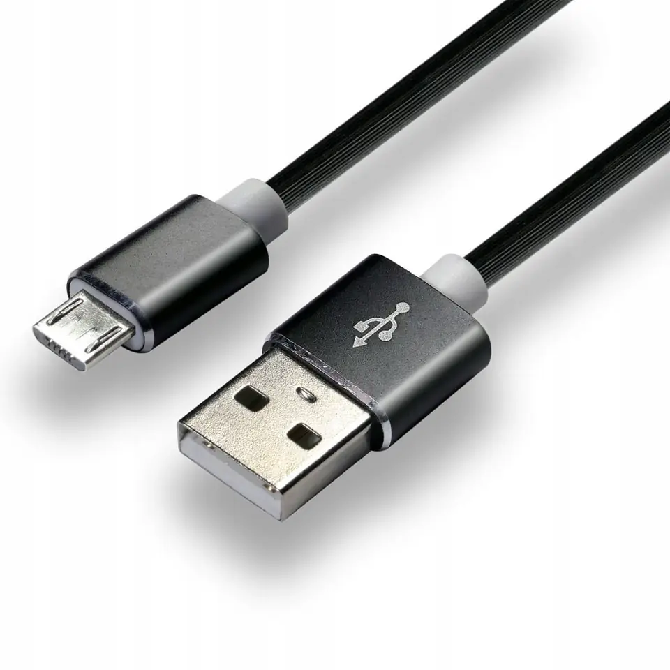 Kabel USB -> microUSB 1m 2,4A silikonowy czarny EVERACTIVE (CBS-1MB)