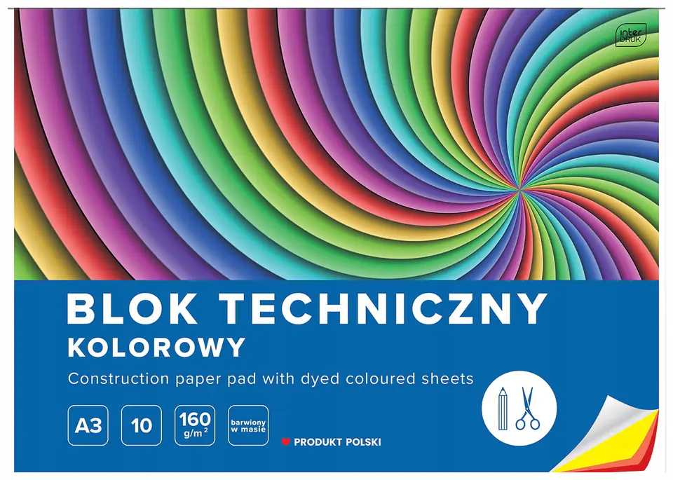 Blok techniczny kolorowy A3 10k INTERDRUK