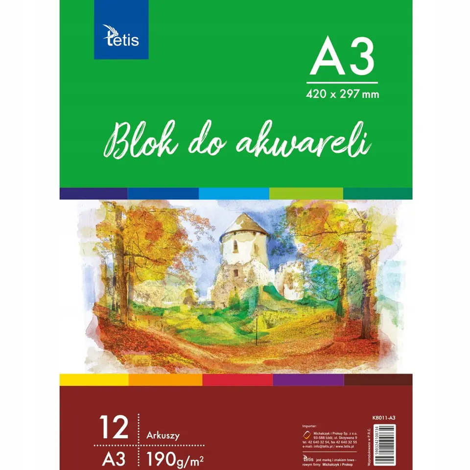 Blok do akwareli A3 12k 190g KB011-A3 TETIS