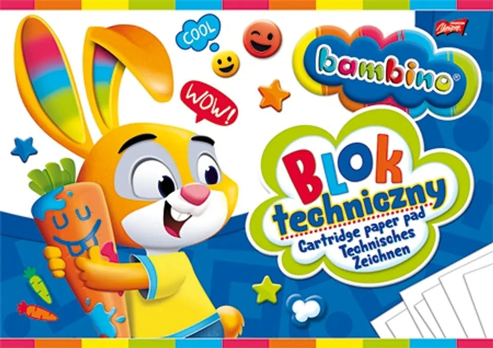Blok techniczny szkolny A4 biały 10 kartek 190g BAMBINO