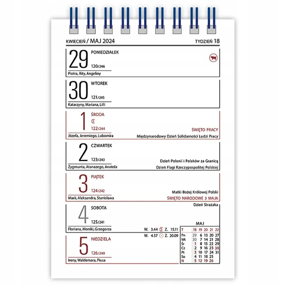 Kalendarz biurowy MINI ZODIAK H7 stojący pionowy 85x120mm 2024 TELEGRAPH