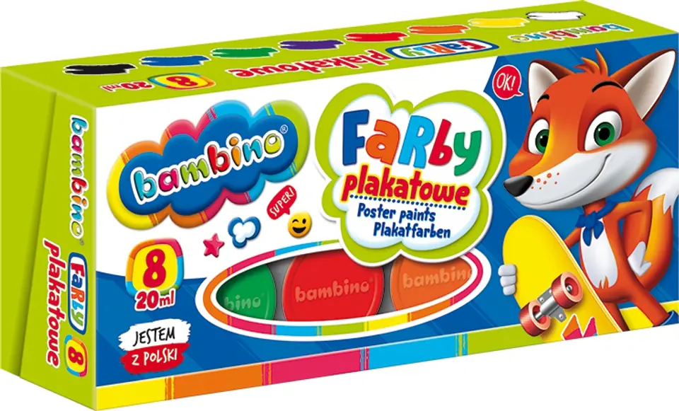 Farby plakatowe BAMBINO 8 kol.20 ml 4995 ST.MAJEWSKI