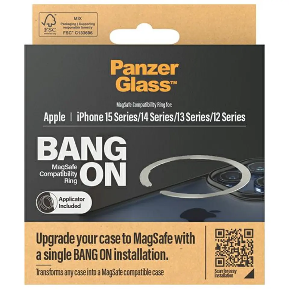 PanzerGlass Bang ON MagsafeCompatibility Ring for iPhone 12 / 13 / 14 / 15 1189