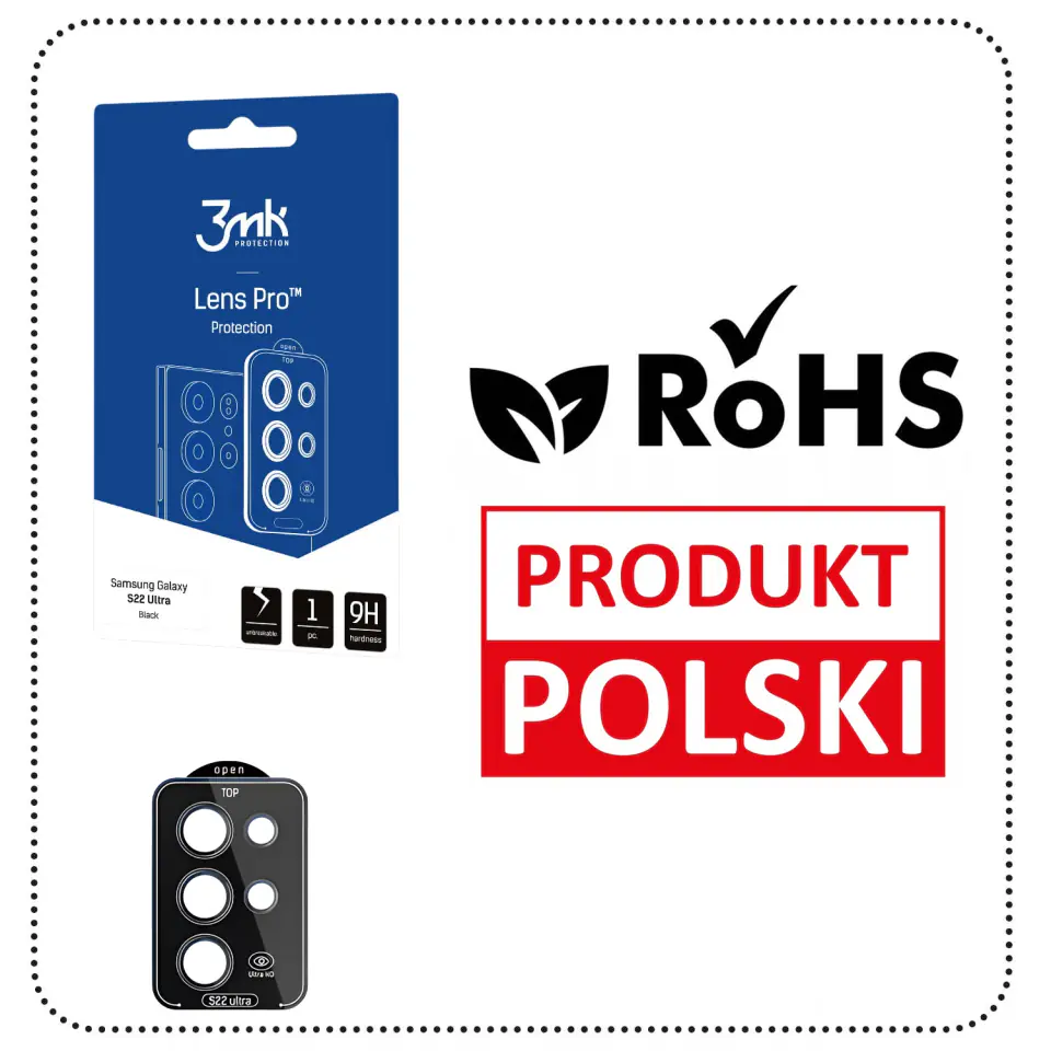 Szkło do Samsung Galaxy S22 Ultra osłona na aparat obiektyw 3mk Lens Protection Pro nakładka ochronna Black