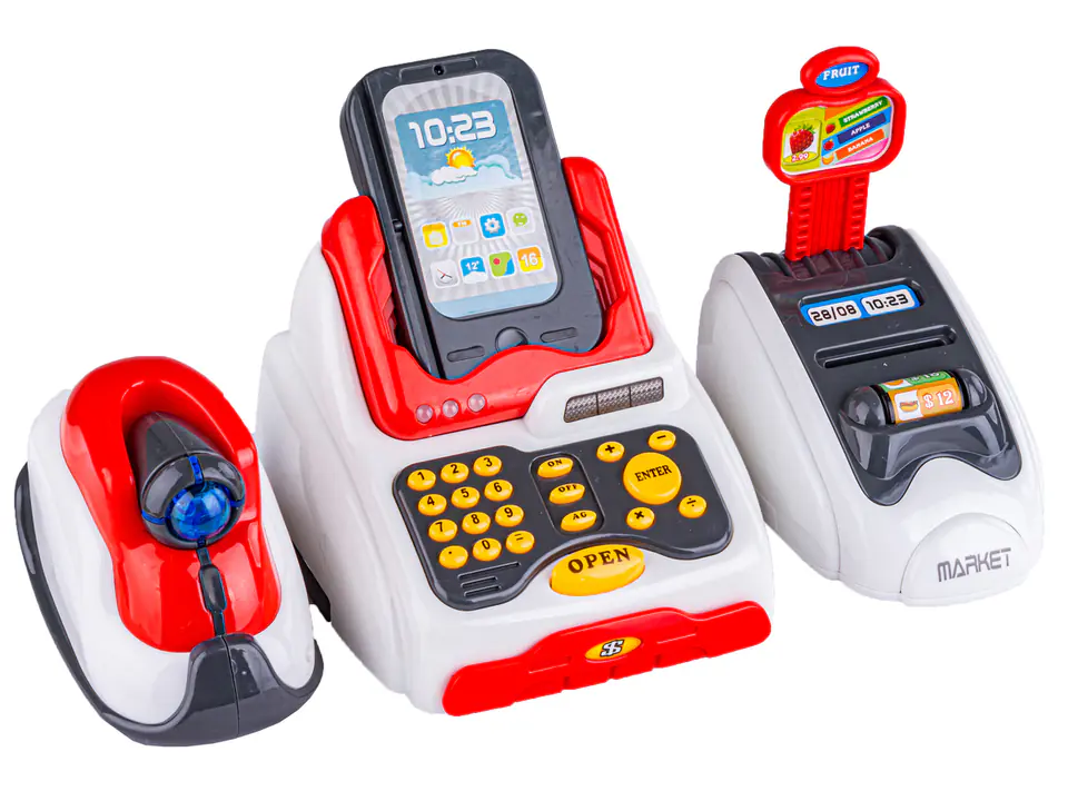 Cash register, shop with card reader and code scanner + Accessories