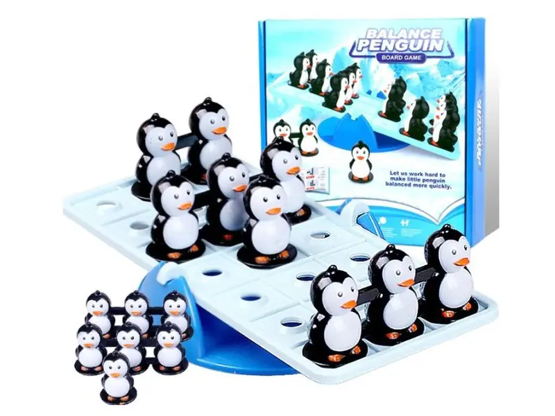 Educational Math Puzzle Game Balancing Penguins, Balancing, Swing