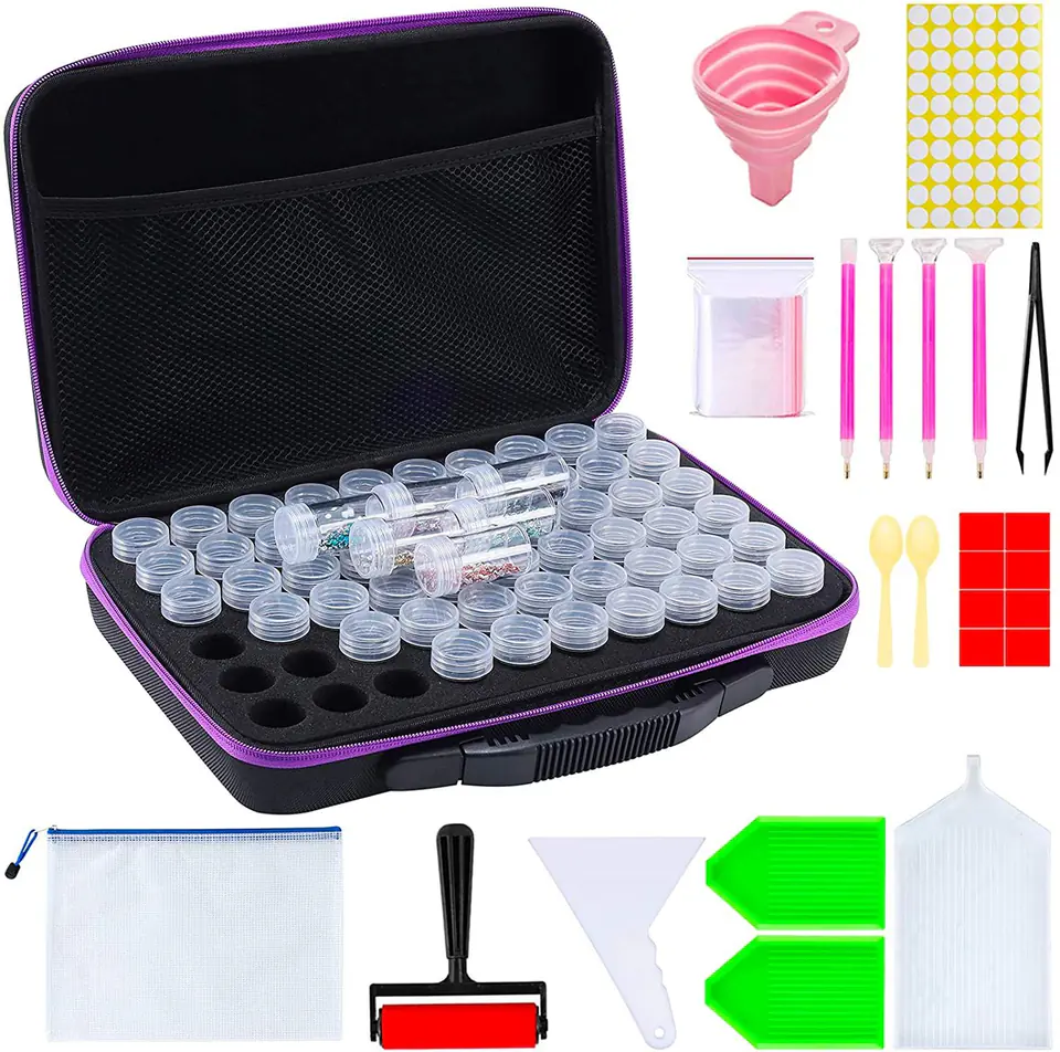 Accessories Diamond Embroidery, Case + 60 Containers Diamond Painting Set