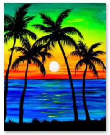 Diamond Embroidery, Painting, Diamond Mosaic Diamond Painting, PALM TREES - SUNSET 30x40cm