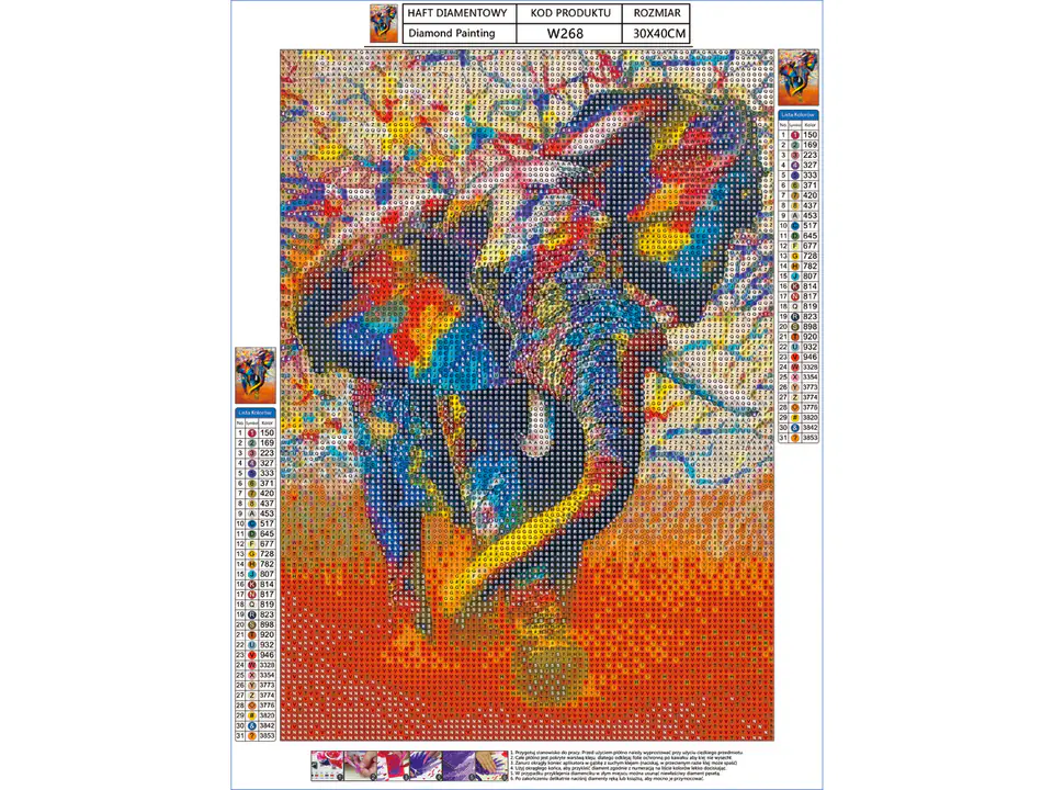 Diamond Embroidery, Painting, Diamond Mosaic Diamond Painting, ELEPHANT - COLOR 30x40cm