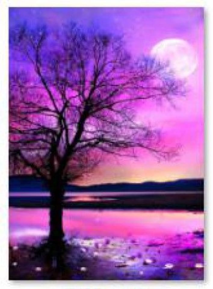 Diamond Embroidery, Painting, Diamond Mosaic Diamond Painting, TREE - PURPLE 30x40cm