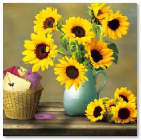 Haft Diamentowy, Obraz, Mozaika Diamentowa Diamond Painting, BUKIET SŁONECZNIKÓW 30x30cm