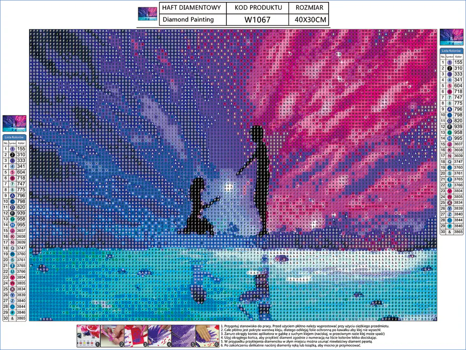 Haft Diamentowy, Obraz, Mozaika Diamentowa Diamond Painting, ZAKOCHANA PARA 40x30cm