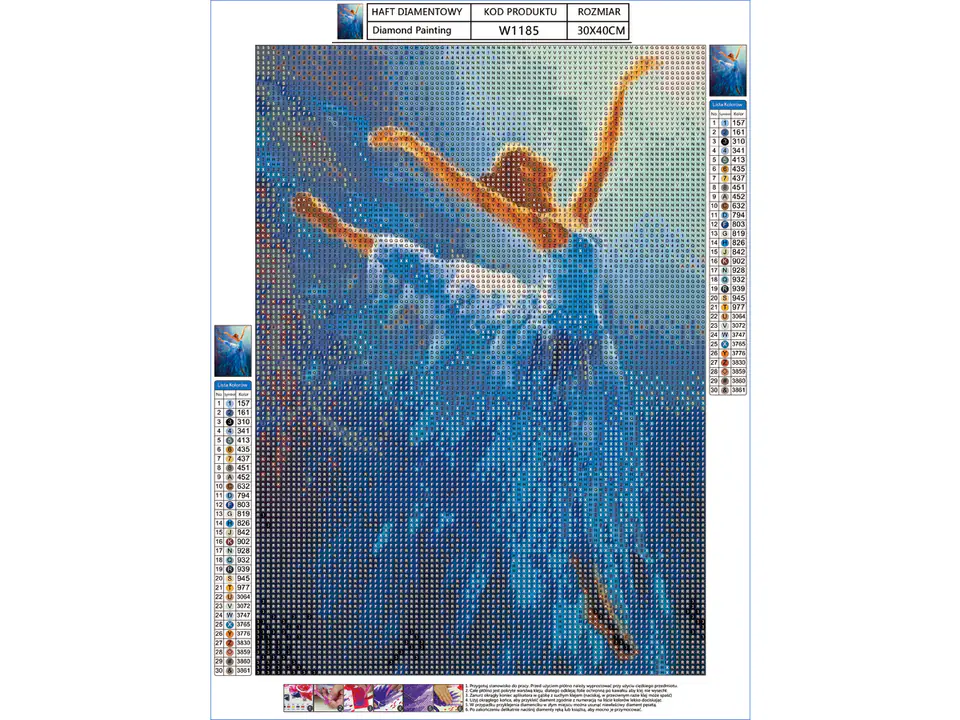 Diamond Embroidery, Painting, Diamond Mosaic Diamond Painting, BALLERINA 30x40cm