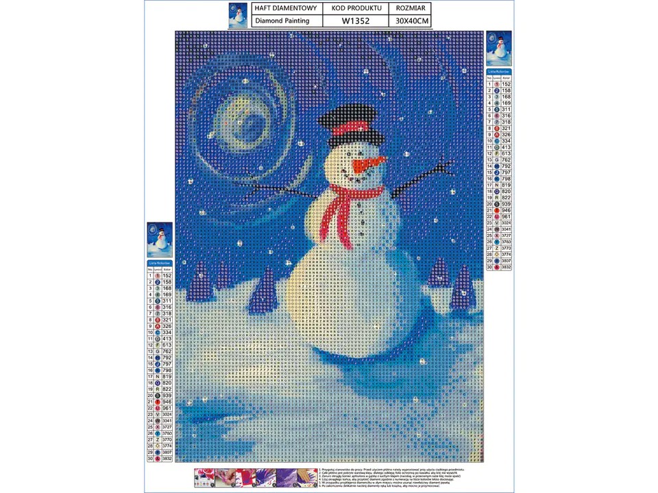 Diamond Embroidery, Painting, Diamond Mosaic Diamond Painting, SNOWMAN 30x40cm