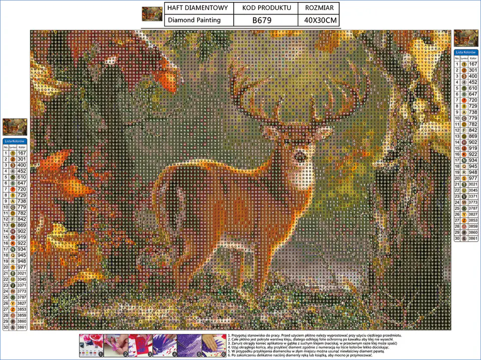 Diamond Embroidery, Painting, Diamond Mosaic Diamond Painting, DIGNIFIED DEER 40x30cm