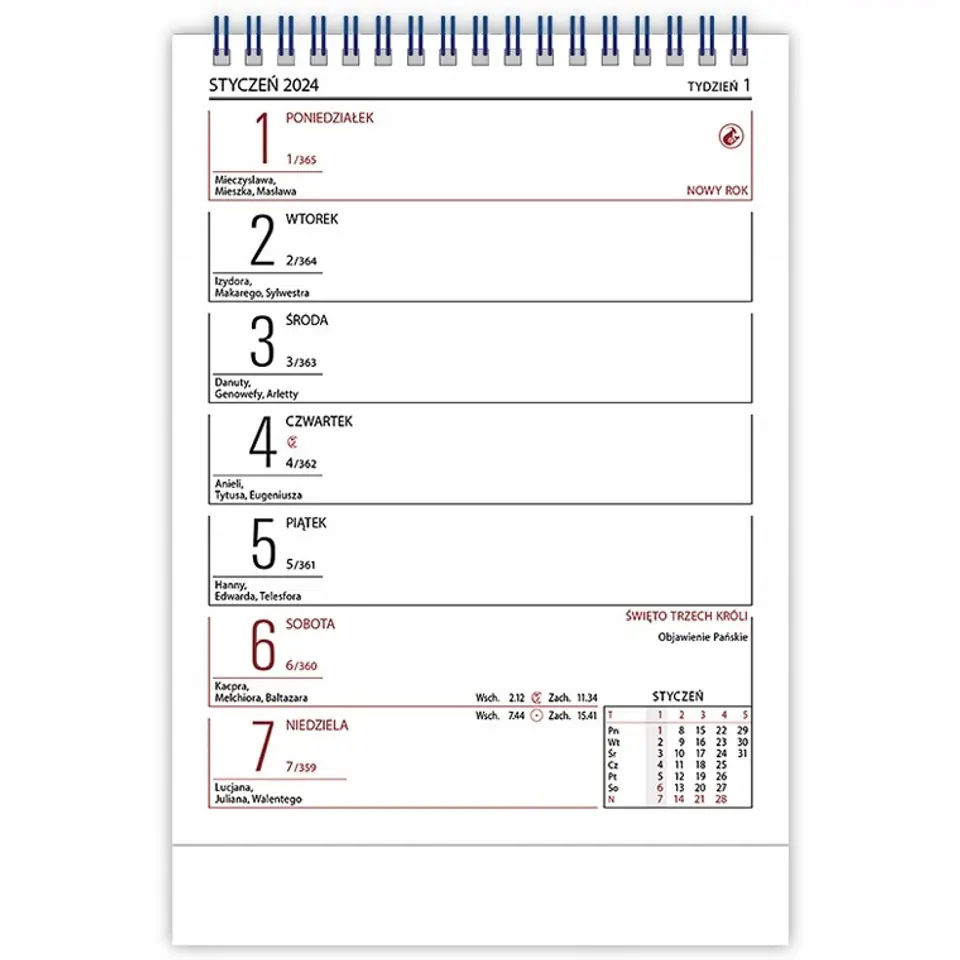 Kalendarz biurowy MERKURY H5 stojący pionowy 152x225mm 2024 TELEGRAPH