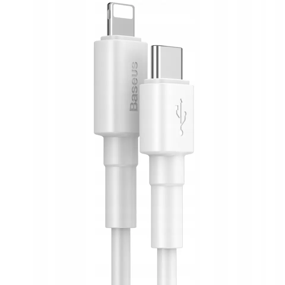 Kabel Baseus USB-C do Lightning iPhone PD 18W przewód 1m szybkie ładowanie szybki biały